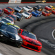 Kyle Busch in the front of an Xfinity Series field at Bristol Motor Speedway.